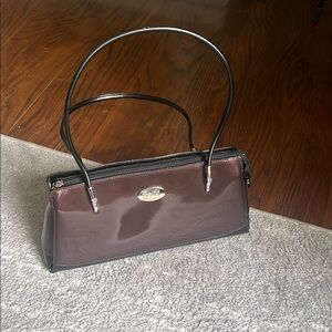 Beijo Brown Shoulder Bag with Glossy Finish
